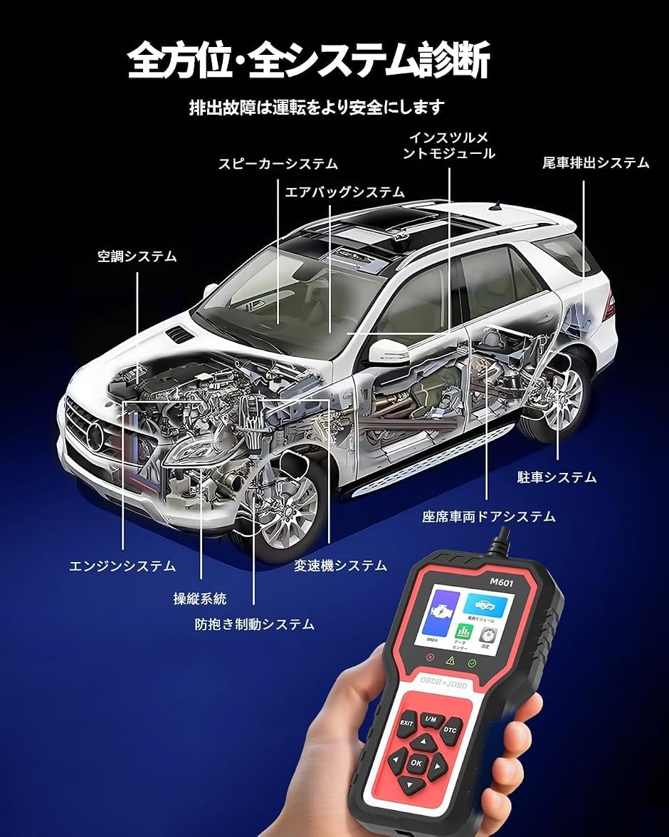 OBD2 + JOBD対応 診断儀 M601 トヨタ/ホンダ/レクサス/サイオン