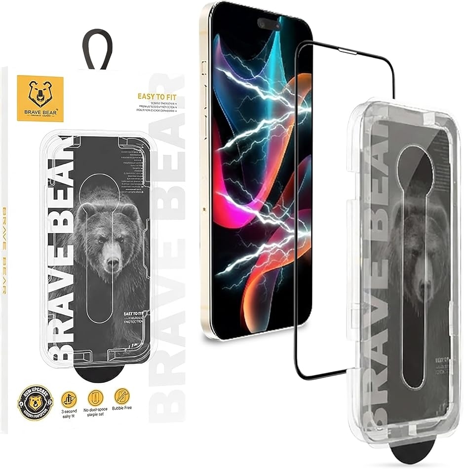 BRAVE BEAR �K���X�t�B���� + �J�����t�B���� iPhone Plus ���{���[�J�[ (���M�����[,  15Plus)