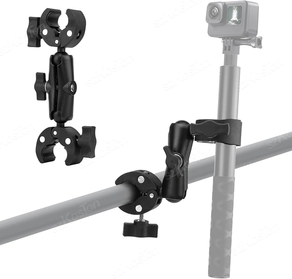 GoPro�Ή� �N�����v�� �}�W�b�N�A�[�� 6�C���` �_�u���N�����v �}�E���g 360�x��] ���֐߃A�[�� ���]�� �o�C�N (�u���b�N)