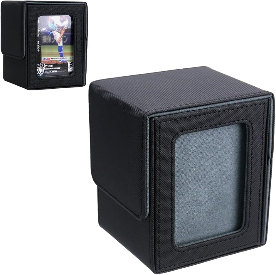 推し窓付きデッキケース マグネット内蔵 トレーディングカード収納 ローダー＆セパレーター付属 大容量 (グレー)