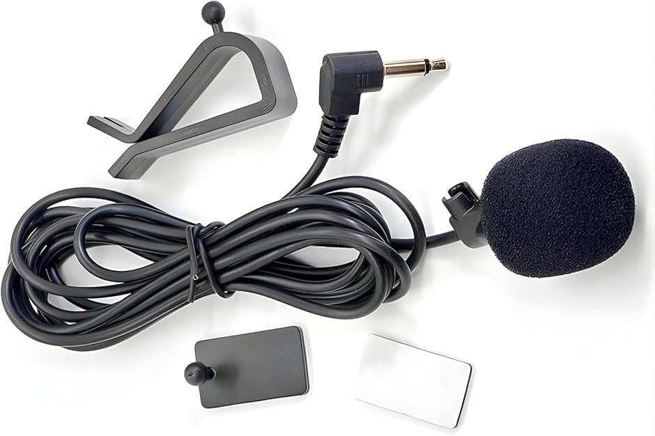 ハンズフリー マイク 3.5mm端子 音声入力 3m 防風カバー付き 車用 (R型クリップ)