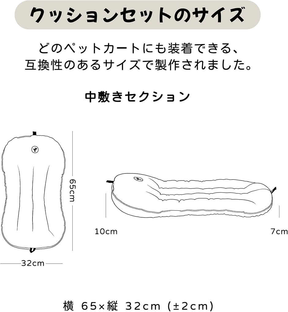 ペットカートクッション 2点セットあごのせ 両面生地 高密度 リバーシブル 磁石式 洗濯可 関節保護 MDM (ベージュ＋ホワイト（両面生地）)_7