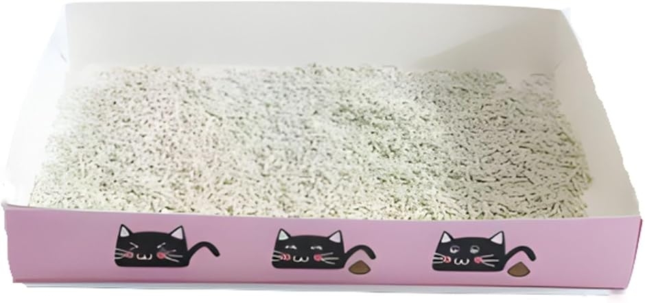 猫 トイレ 猫用品 簡易トイレ 携帯トイレ 折りたたみ お出かけ 防水 組立式 ラミネート紙 5枚セット (ピンク)