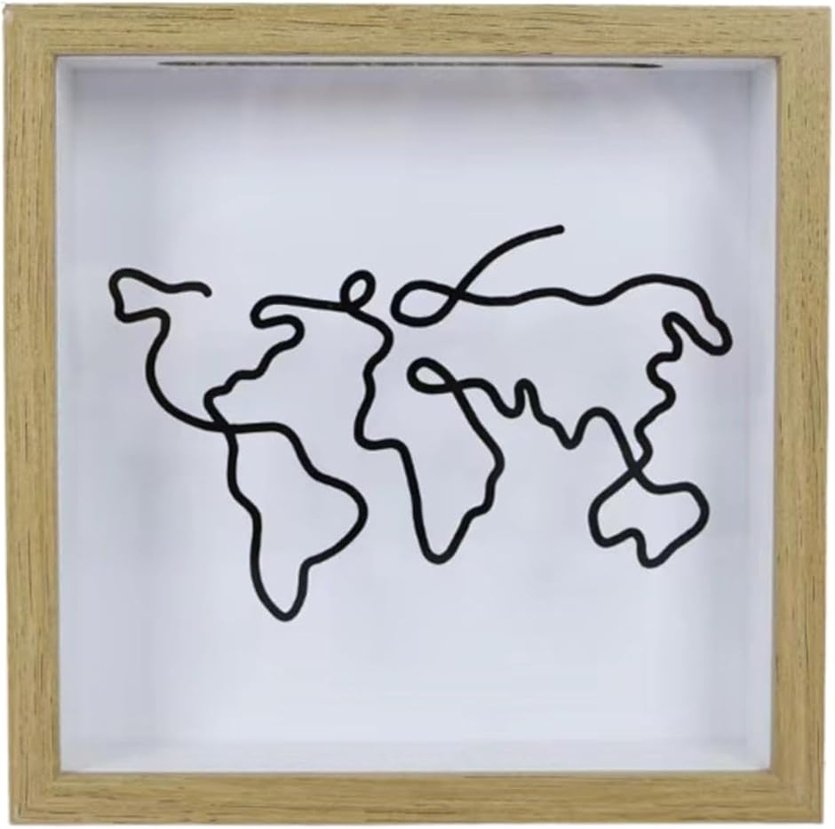 チケット収納箱 ポストカード 記念品 地図箱 冒険アーカイブボックス (ナチュラルウッド,  20x20cm)