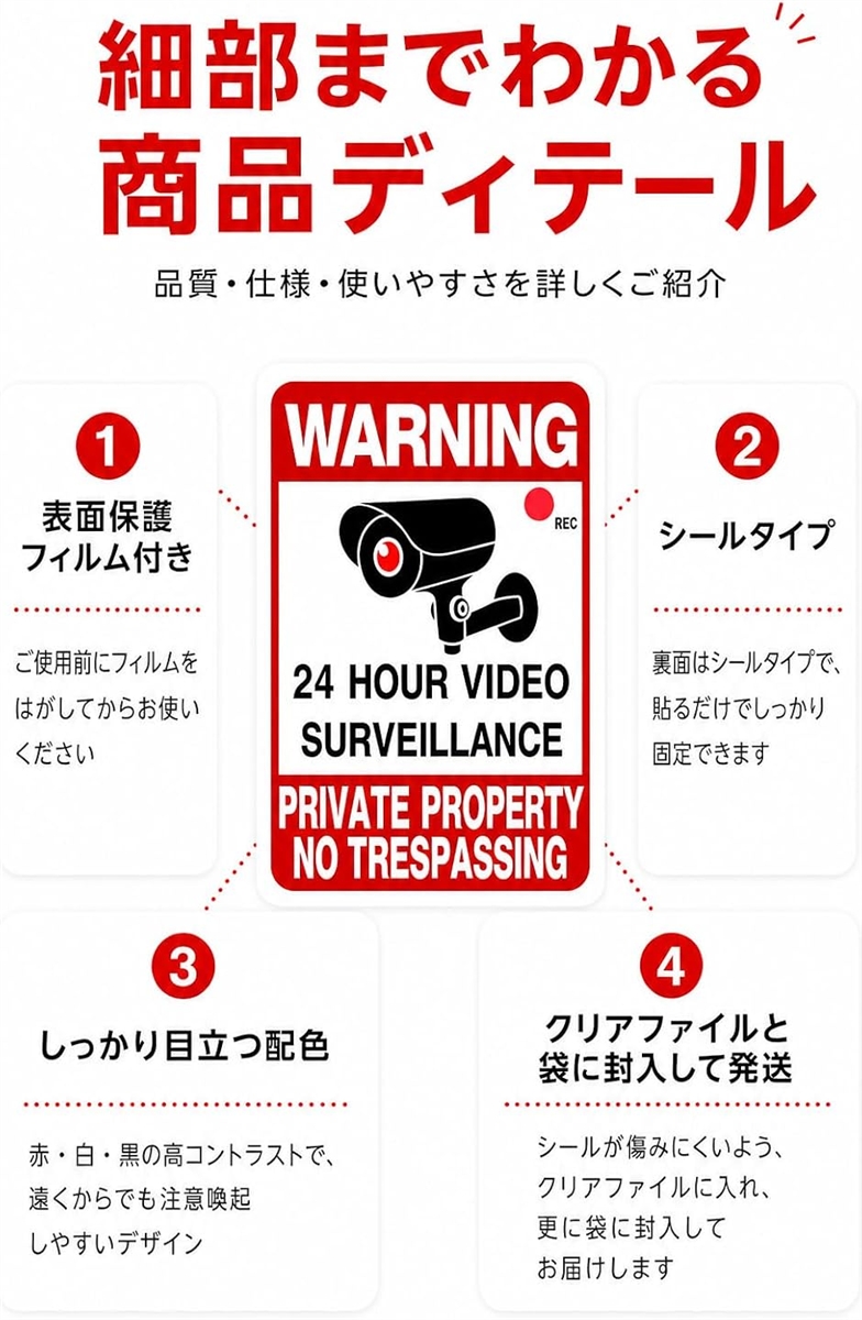 再録禁止「UDS」不実/Treachery　日本語１英語３枚 防犯カメラ ステッカー 24時間 録画 作動中 侵入禁止 監視カメラ 注意