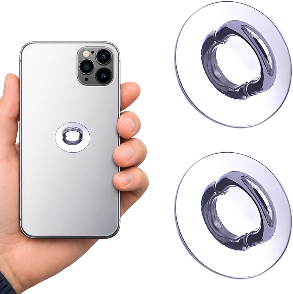 キーリングハンガー スマホ パーツ 貼り付け 小さめ チャーム フック DIY (シルバー,  丸 23mm 2個セット)