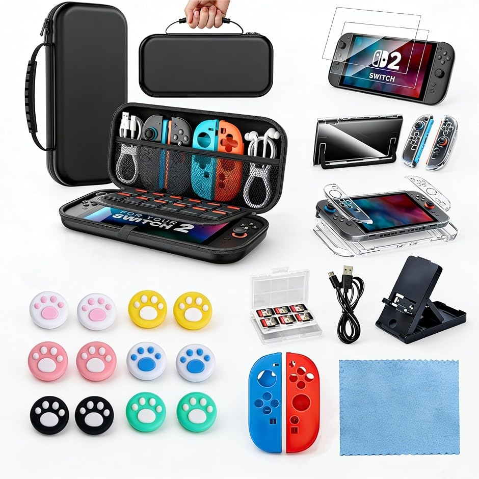 Switch2 �P�[�X �����xEVA�h�� �ϏՌ� �n�[�h�V�F�� �X�C�b�` �Q�[���J�[�h/�P�[�u��/�C���z���ȂǑS�����[�\ MDM (�u���b�N)