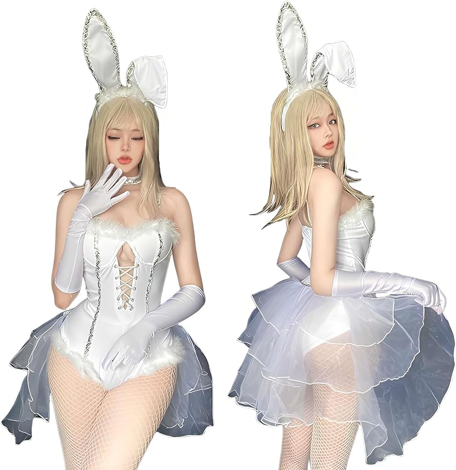 ホワイト バニーガール コスプレ 白 コスチューム 衣装 ハイレグ