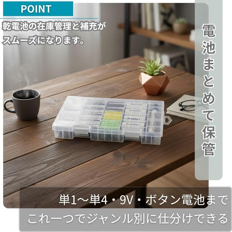 電池ケース 単1〜単4対応 大容量 乾電池 23本収納可 充電池対応 防災