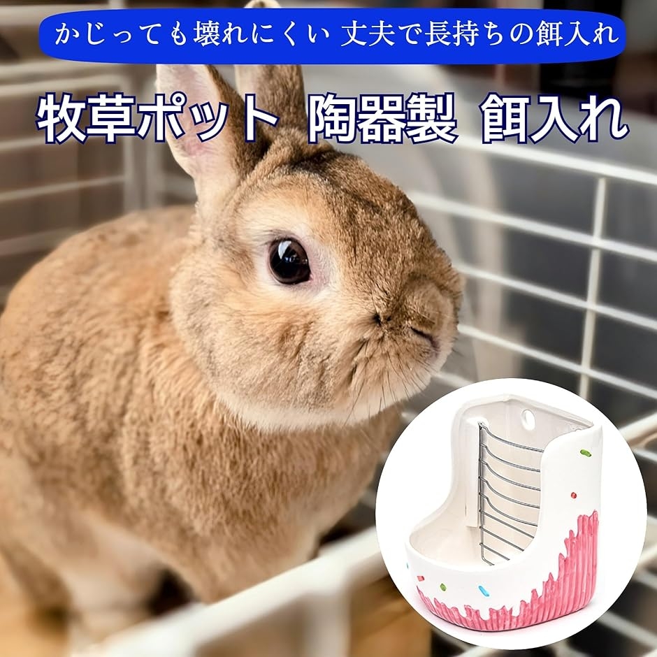 牧草ポット ウサギ チモシー 餌入れ フィーダー 餌箱 固定式 ケージ