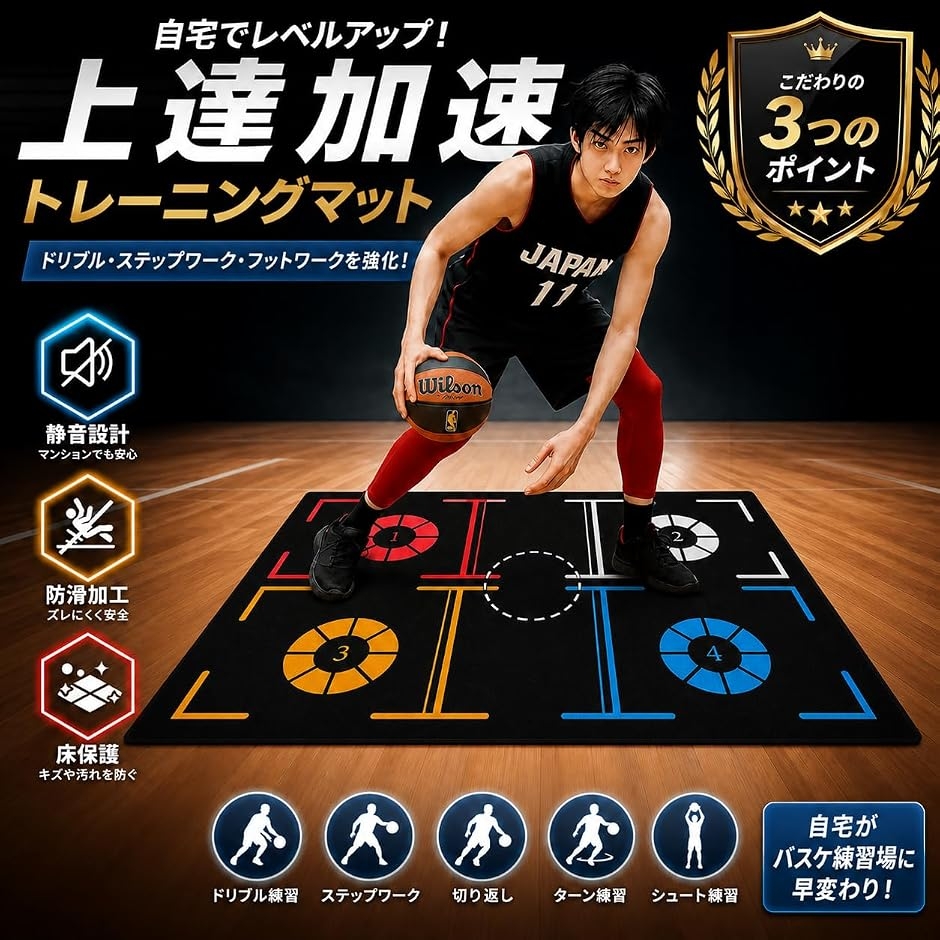バスケットボール ドリブル トレーニング マット 室内 静音 サイレント