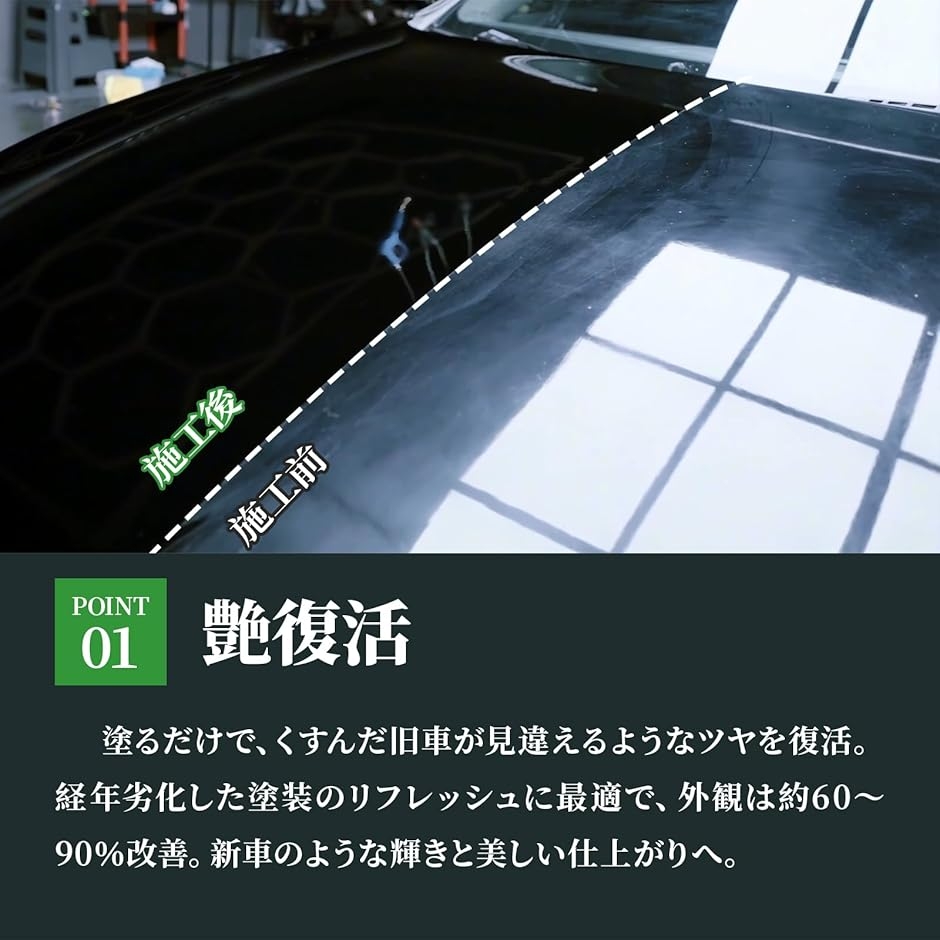 新品未使用ガラスコーティング 旧車・経年車が蘇る液体ガラスコーティング (ブラック, 0.235リットル