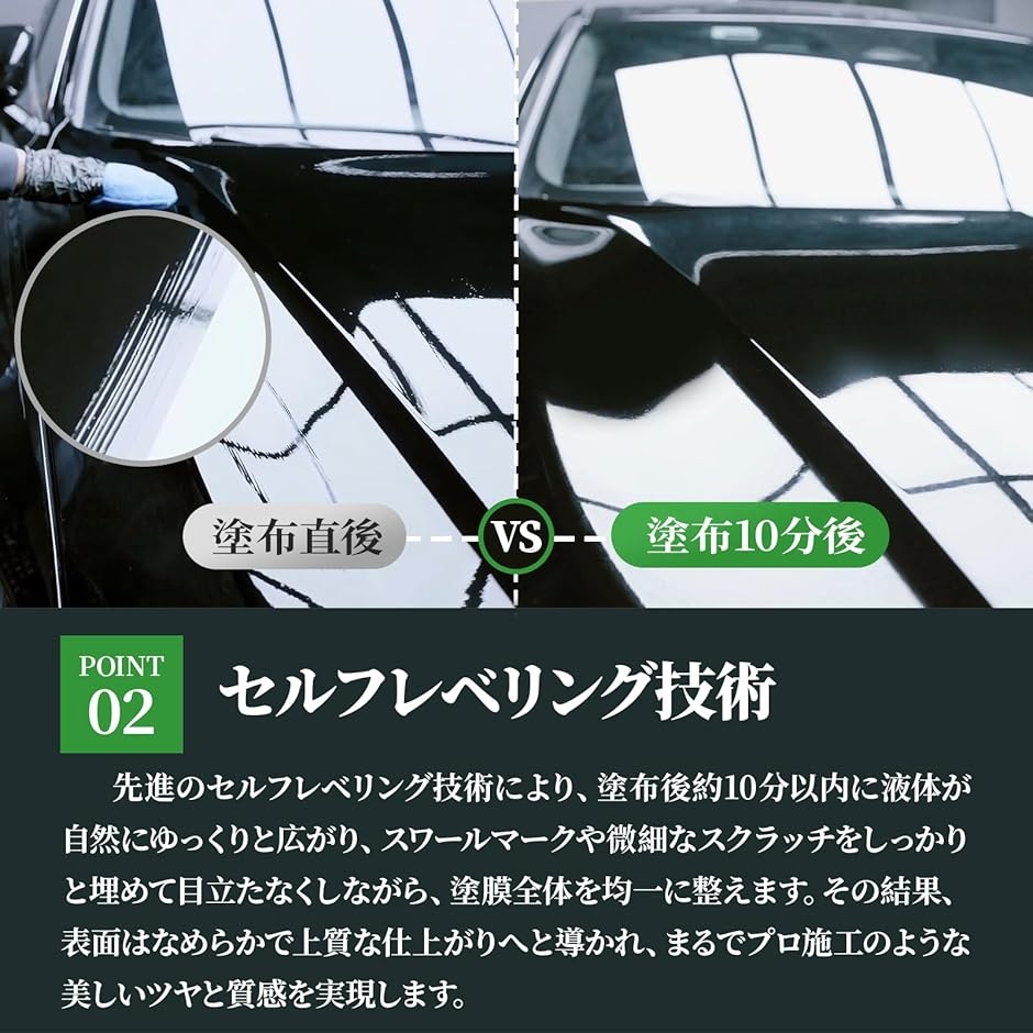 旧車・経年車が蘇る液体ガラスコーティング (ブラック, 0.235リットル