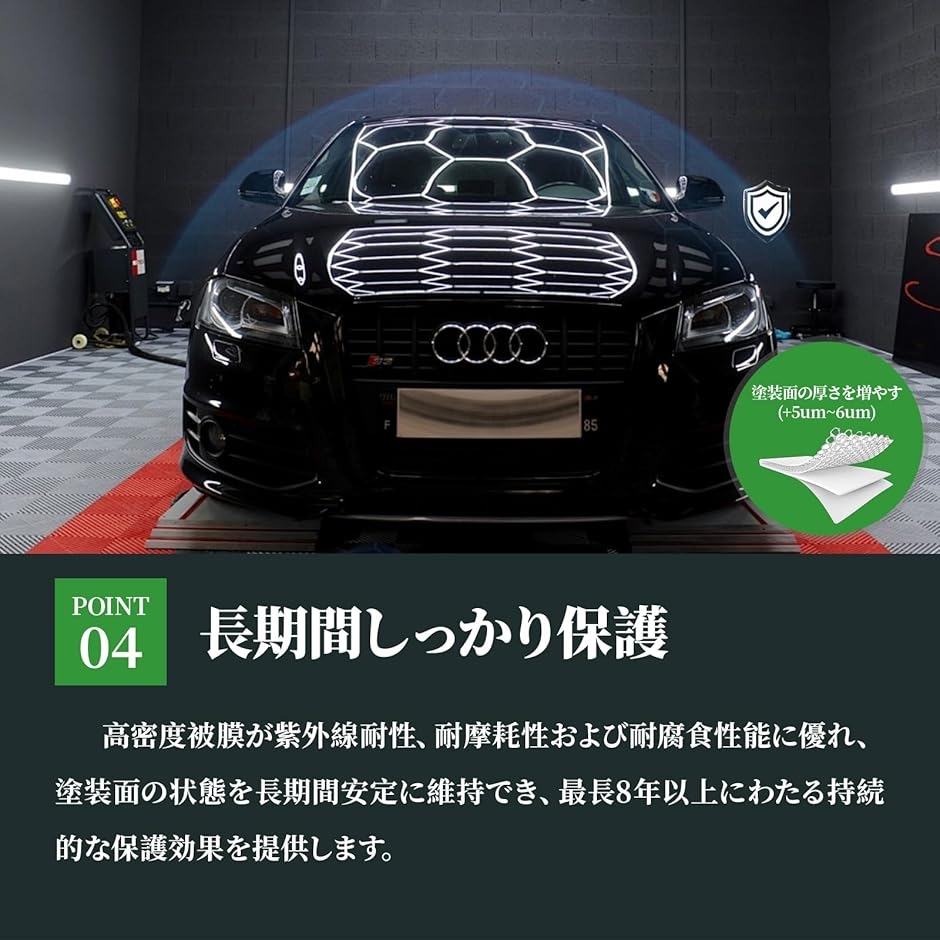 旧車・経年車が蘇る液体ガラスコーティング (ブラック, 0.235リットル