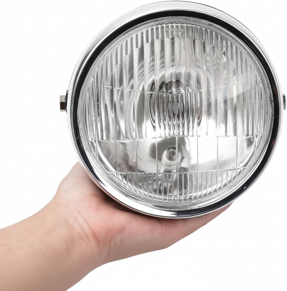 互換品】 ミニヘッドライト 130mm ガラスレンズ 12V 35W 取付幅 155mm