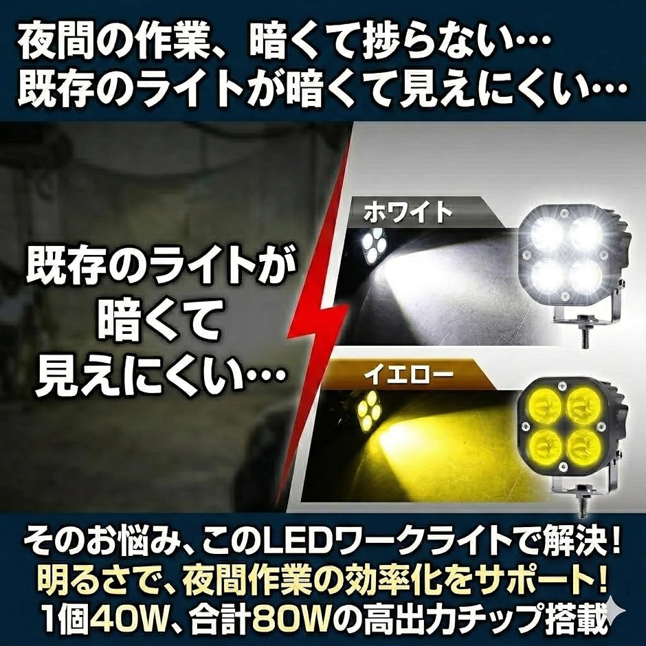 車/バイク led ワークライト フォグランプ 後付け 作業灯 外装パーツ