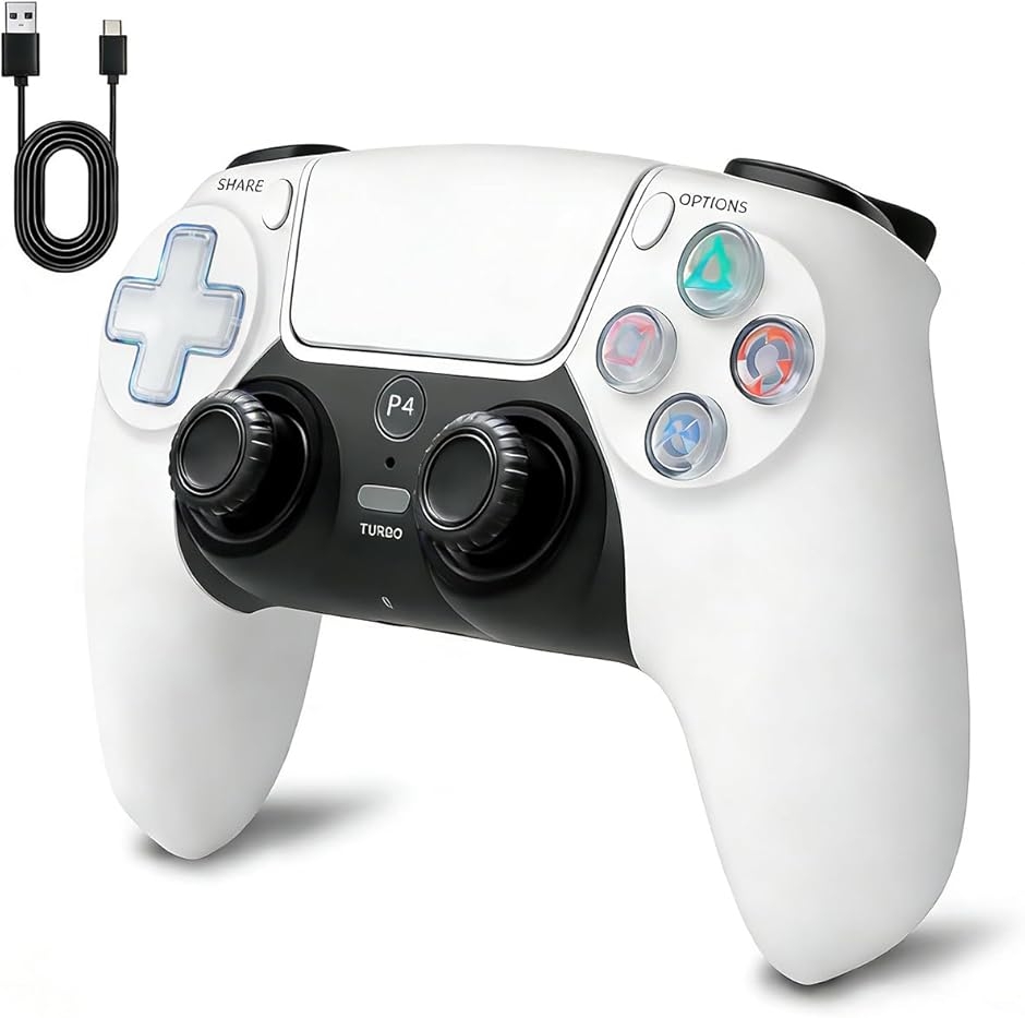 Ps4�R���g���[���[ pc �V�� ��e�ʃo�b�e���[ �u���[�g�D�[�X ����/�L���ڑ� 6���W���C���Z���T�[�@�\ �l�̍H�w (�z���C�g)