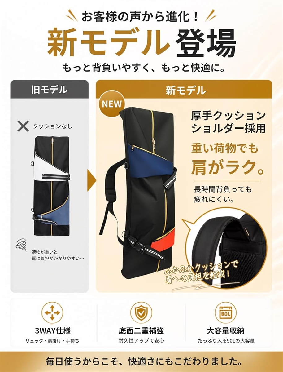 スケートボード ケース リュック型 スケボーバッグ (ブラックxブルー