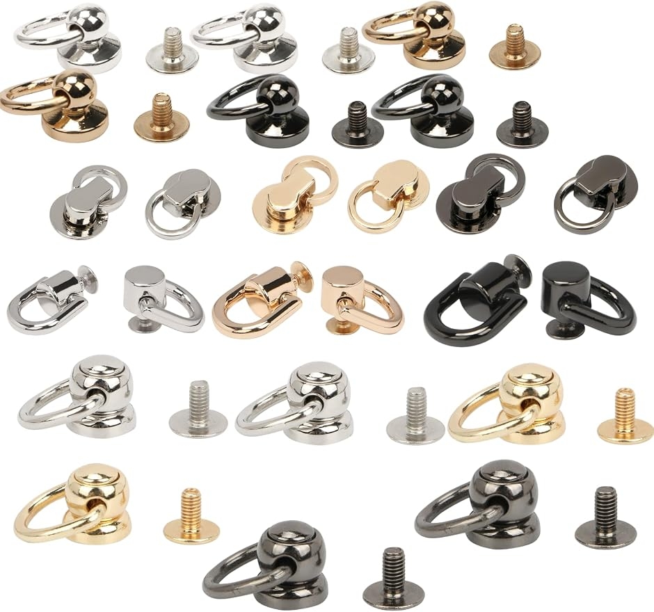 レザークラフト 12色24個セット 金具 ドロップハンドル トチカン 360度