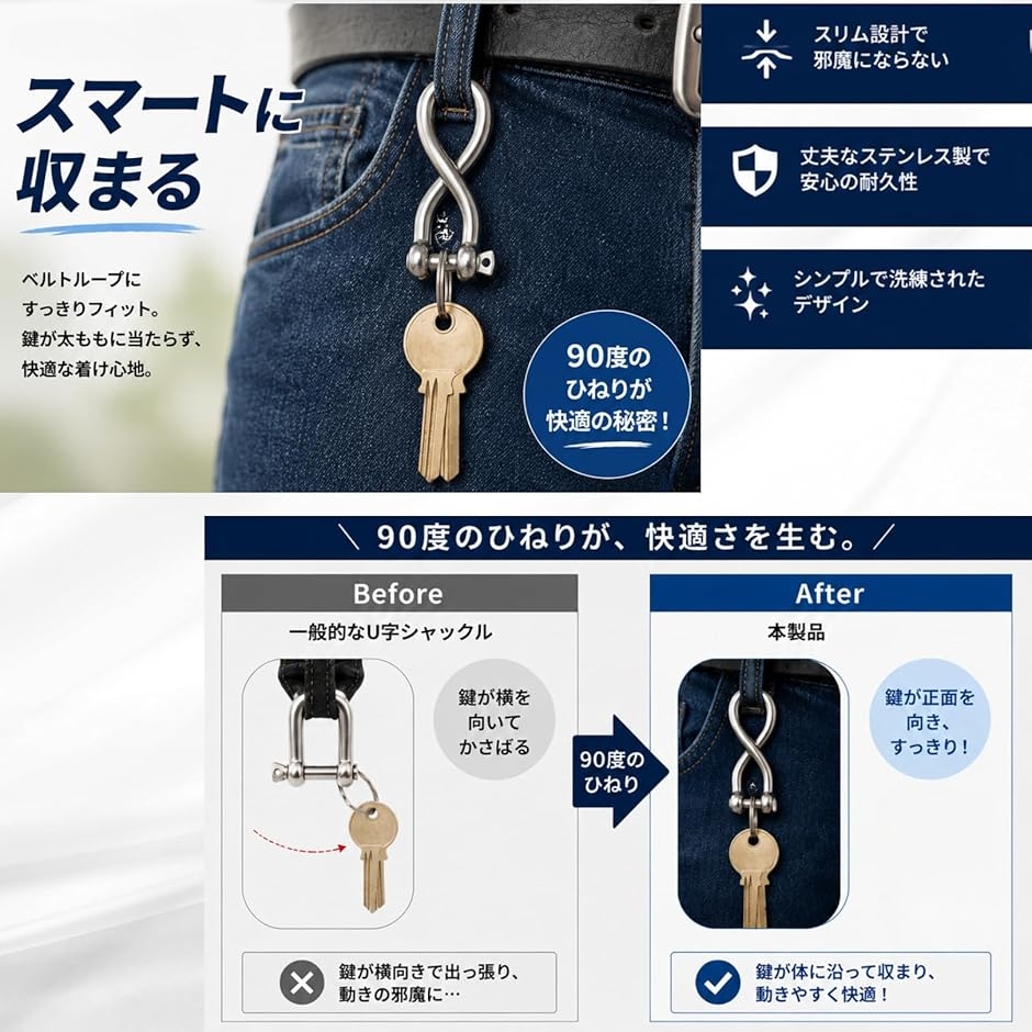 ツイストシャックル 316 ステンレス 錆に強い キーホルダー 船舶 艤装