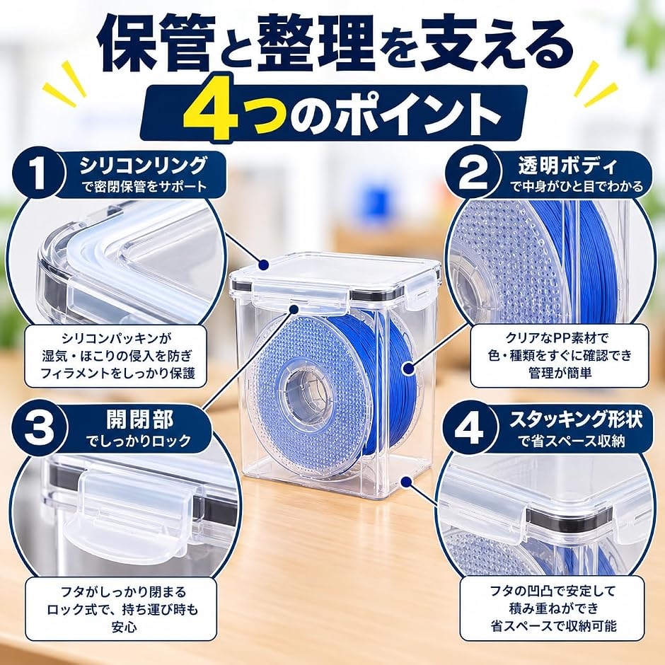 フィラメント 収納ボックス 5個セット 3Dプリンター 保管 容器 防湿