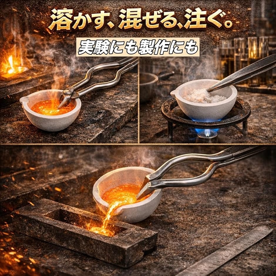 るつぼはさみ るつぼセット 坩堝ばさみ るつぼ2個付き セラミック