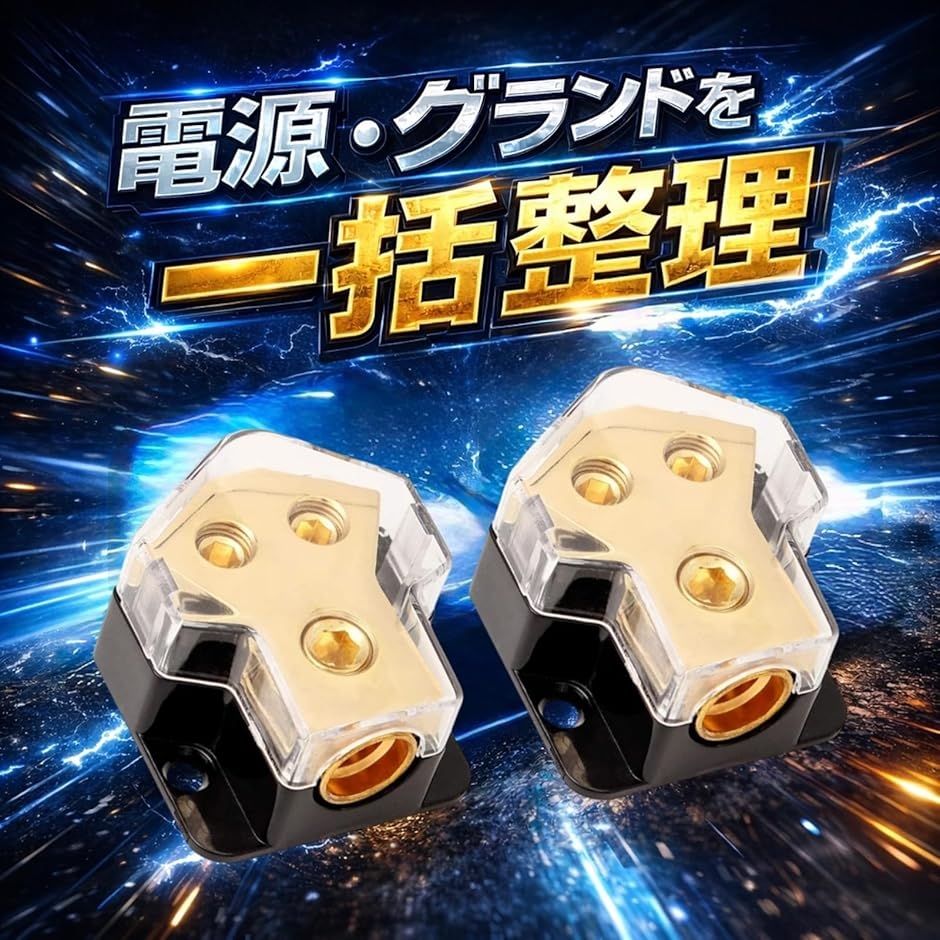電源グランド分配ブロック 2個セット 0GA入力 4GAx2出力 亜鉛合金 カー