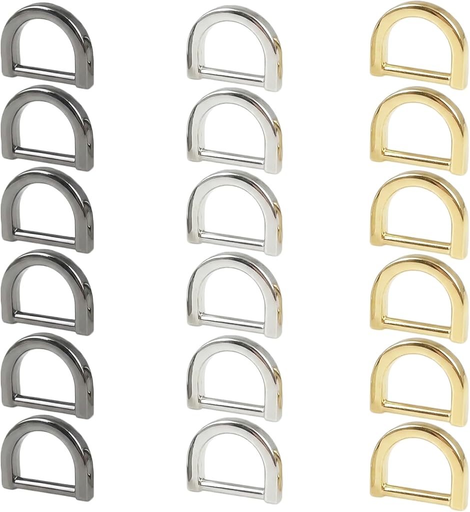 Silver＆Style Dカン 18個セット 隙間なし キーホルダー金具 リング (シルバー、ブラック、ゴールド,  内径 10mm)
