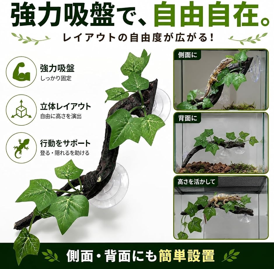 爬虫類 登り木 流木 吸盤付き レイアウト 隠...の詳細画像3