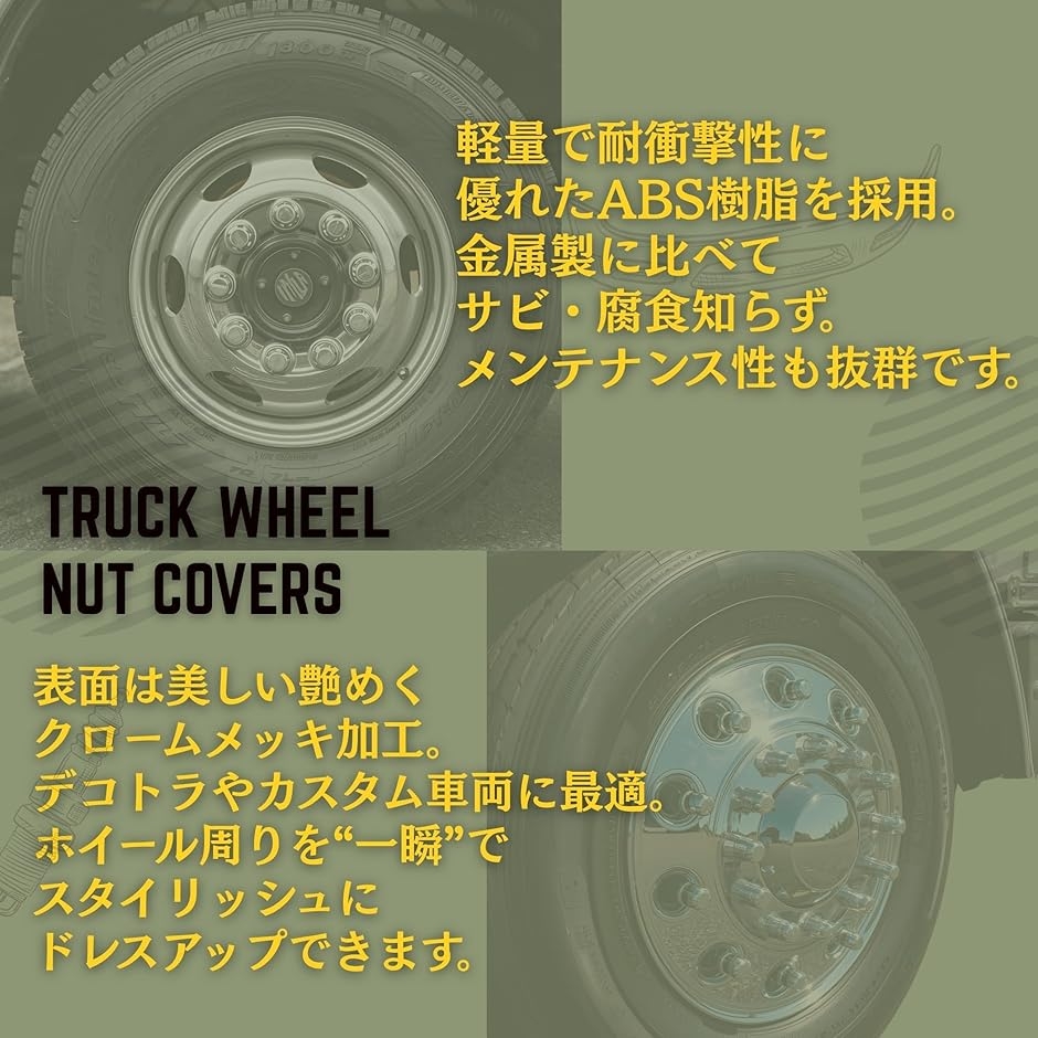 ナットキャップ ホイールナットカバー 33mm ISO ABS素材 クローム