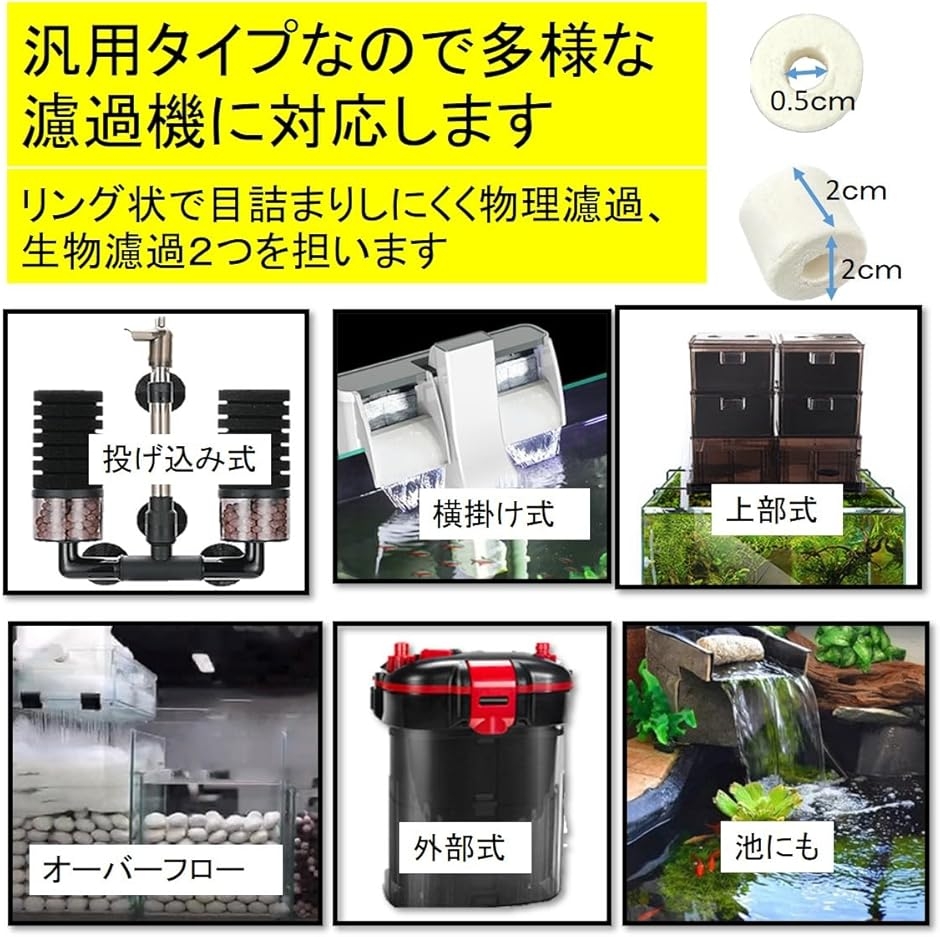 セラミックリング 多孔質 濾過材 ろ材 水槽 ネット入り 中性濾材