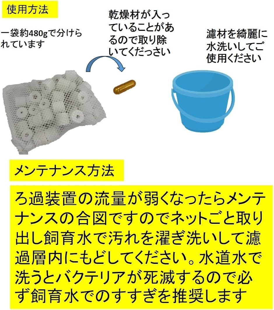 セラミックリング 多孔質 濾過材 ろ材 水槽 ネット入り 中性濾材