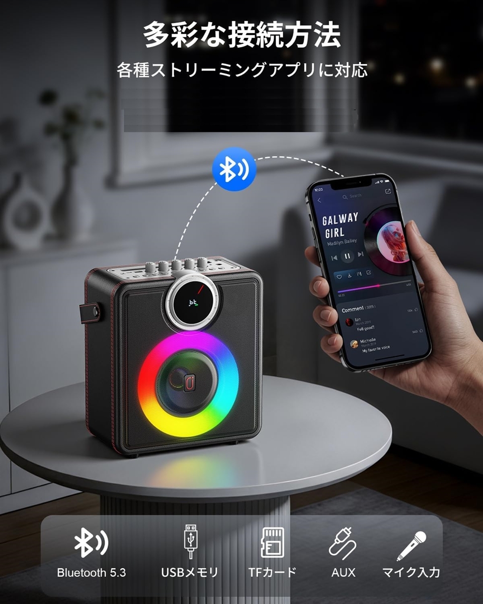 スピーカーセット 拡声器 ワイヤレスマイク2本 Bluetooth5.3対応 高