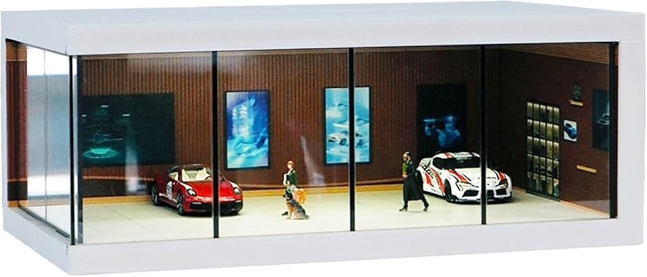 ミニカー専用ジオラマ：1/43 木造パーゴラ付ガレージ（ブラウン）背面ミラー貼り ミニカー専用ジオラマ：1/64木造パーゴラ付ガレージ（ダークブルー