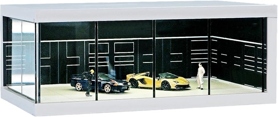 1/64 ジオラマ ガレージ ミニカー用 駐車展示場 LED照明付き ホット