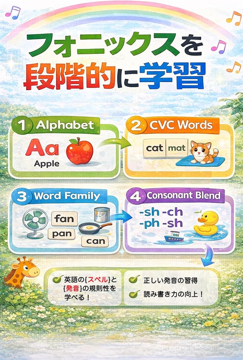 フォニックス サウンドブック 音が出る 英語絵本 タッチペン不要 充電