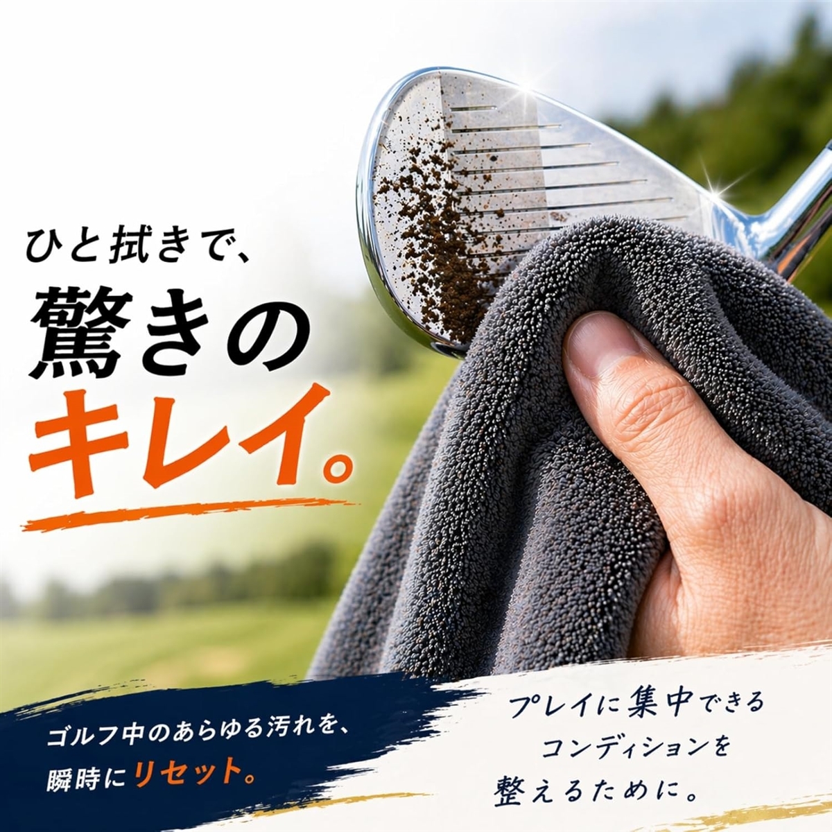 ゴルフタオル 2枚セット カラビナ付き 吸水速乾 マイクロファイバー