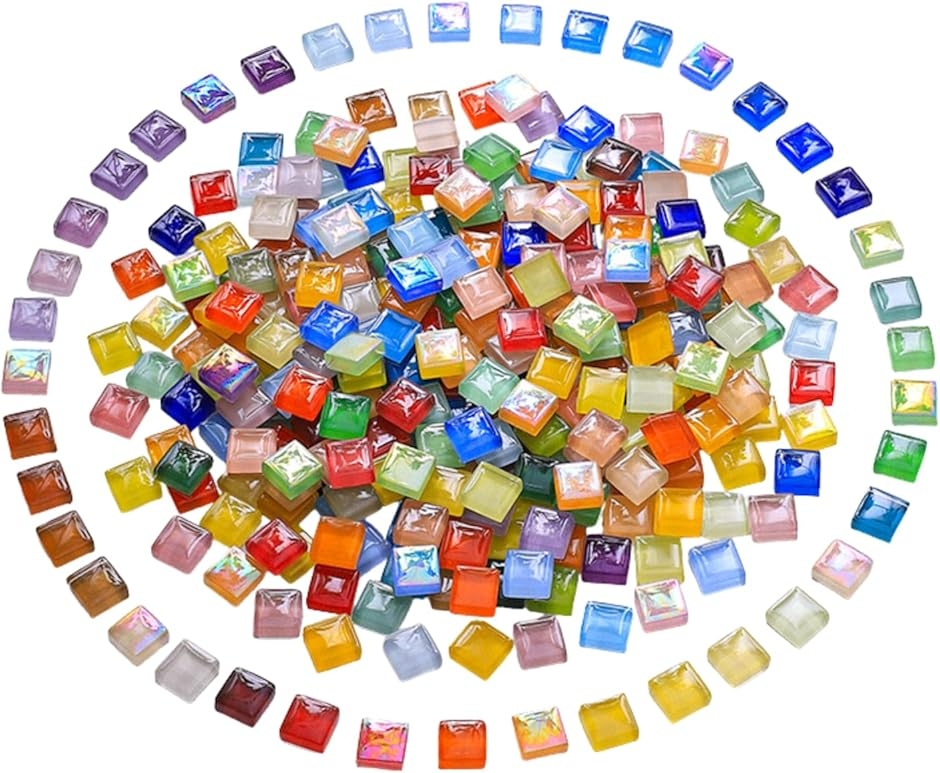 �K���X���U�C�N�^�C�� 1cm�����` ��300�� DIY ���� �f�R���[�V���� �N���t�g (�����_��A,  1 x 1 x 0.3 cm)