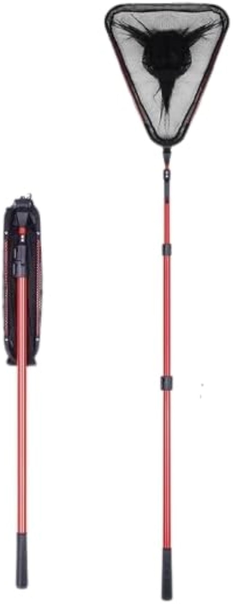 折りたたみ ランディングネット 軽量 アルミ製 釣り タモ網 メッシュ 伸縮 ポータブル 撥水 MDM (レッド,  2段式 180)