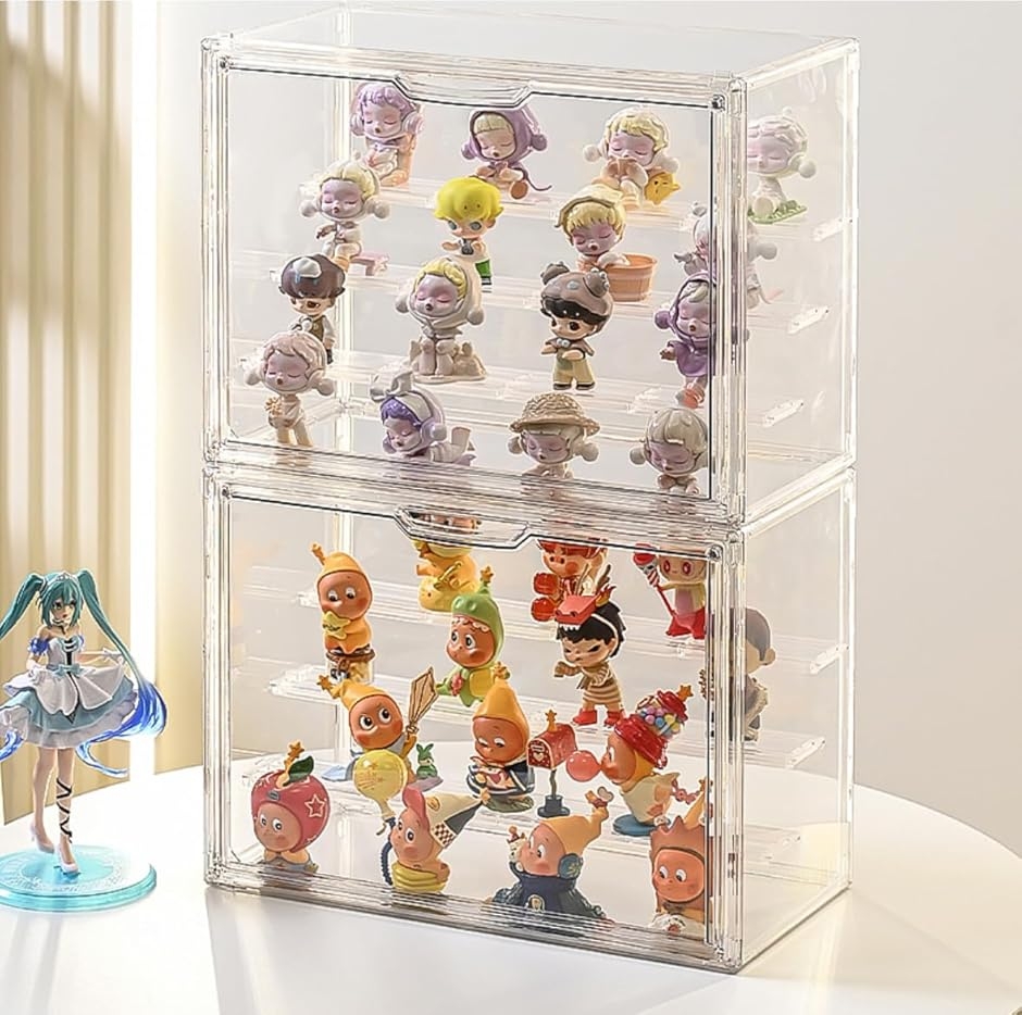 フィギュアケース 2個セット幅36x奥行17.7x高さ27cm UVカット 透明