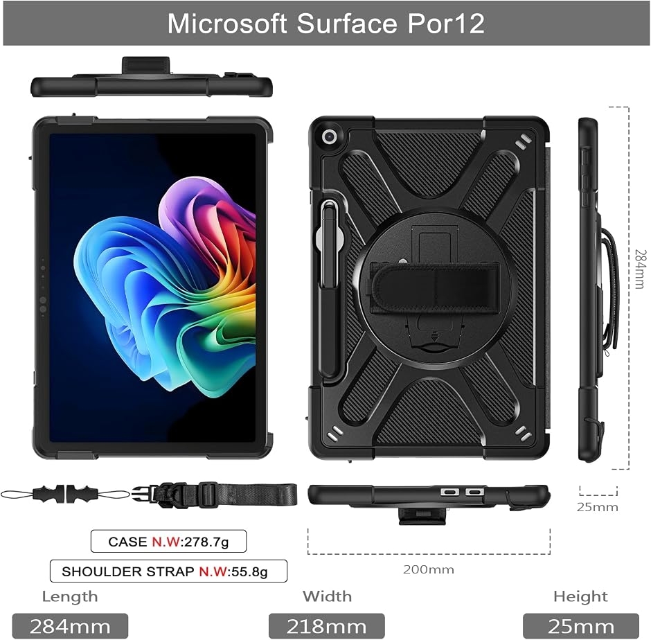 Surface Pro 12 ケース 第12世代 2025専用 キーボード対応 ＆ ペン収納