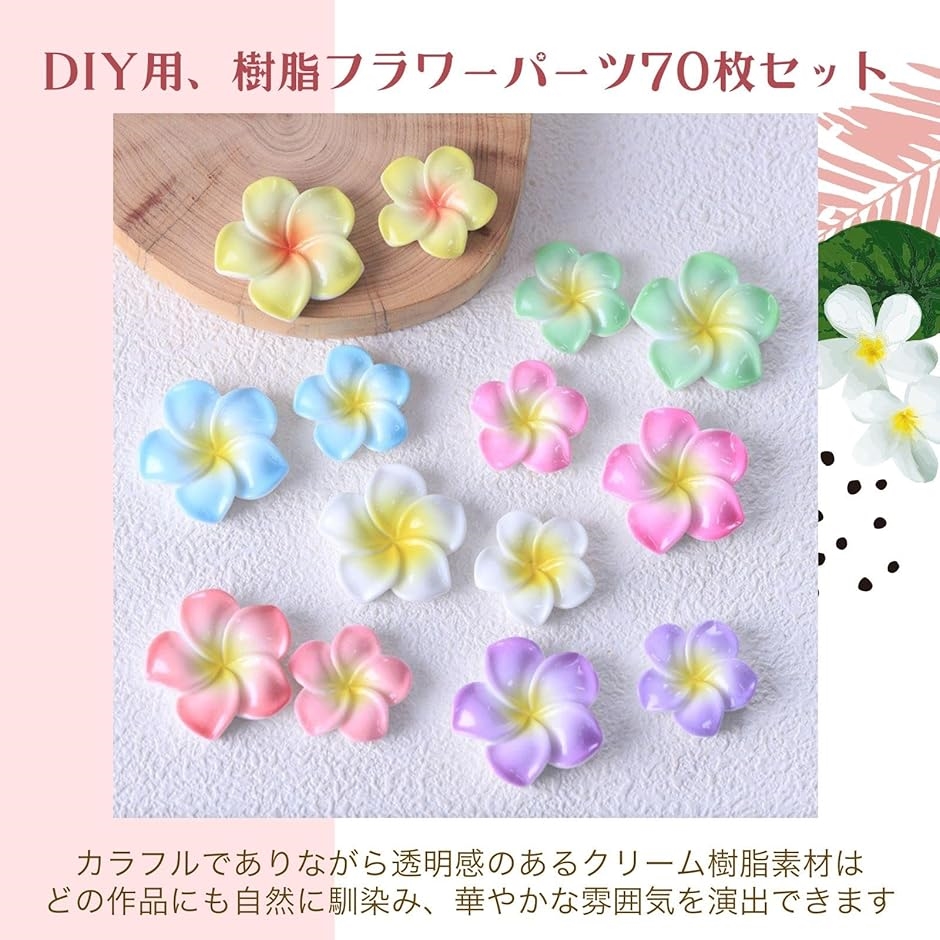 プルメリア デコ パーツ 70個7色 ハイビスカス ネイル アクセサリー