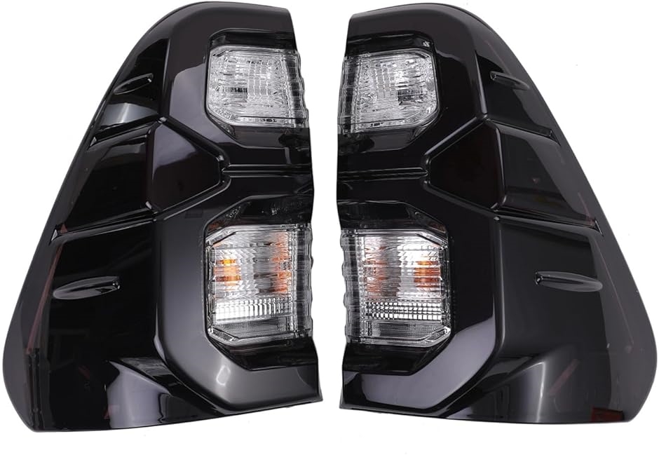 【互換品】トヨタ 用 LED ファイバー テールランプ ライト 左右セット フルLED ハイラックス レボ HILUX(スモークxクリアー)