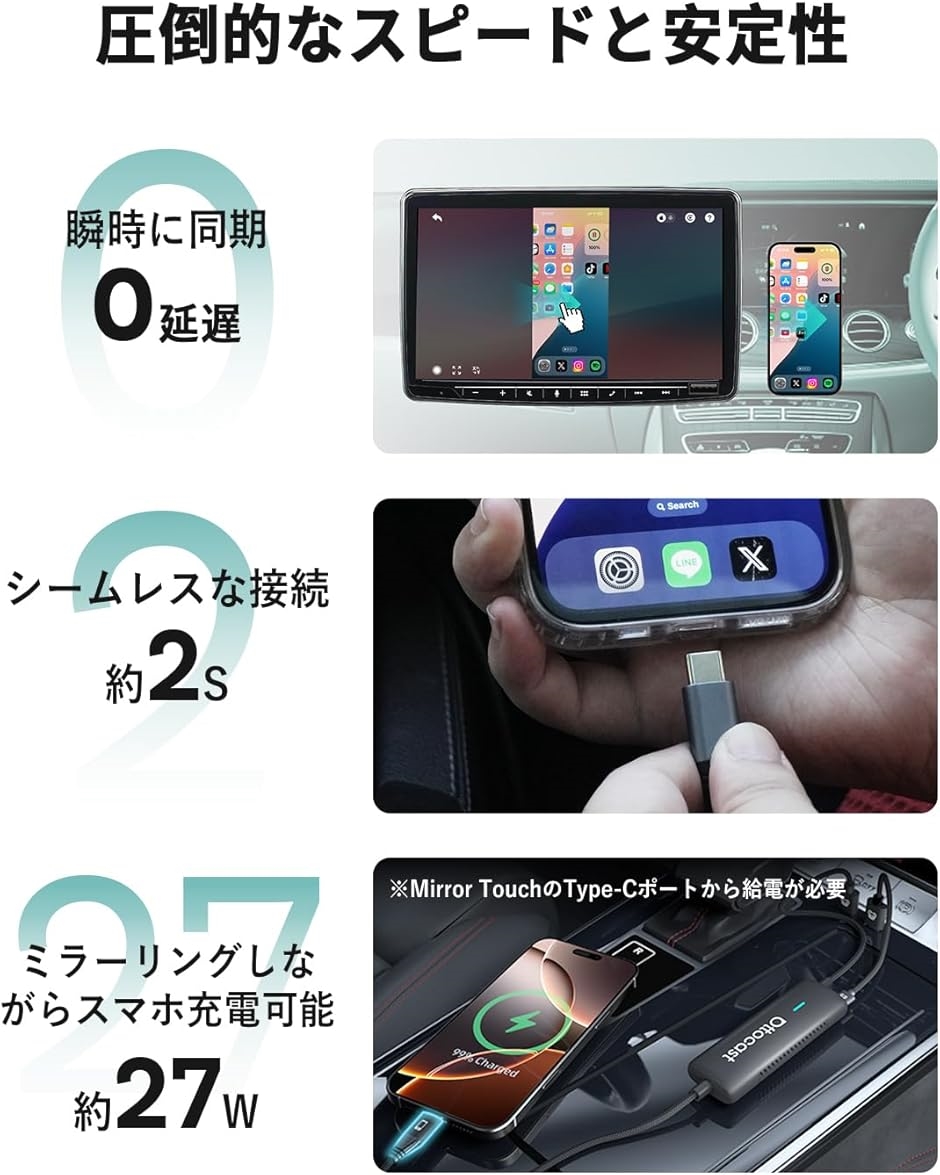 OTTOCAST Mirror Touchミラーリング ワイヤレスCarPlay Amazon.co.jp: 【公式】オットキャストMirror Touch Ottocast