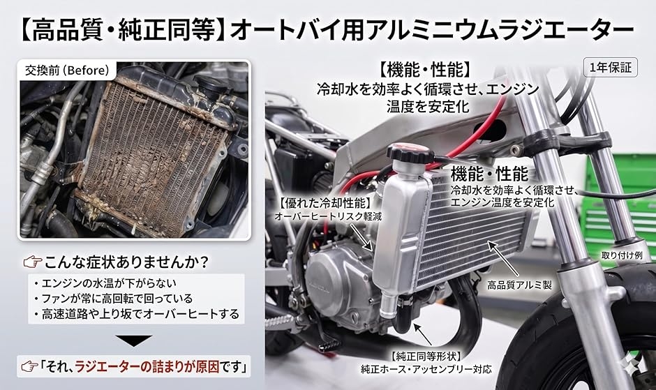 互換品】ホンダ用 バイク アルミ ラジエーター CBR250R MC41 前期 2011