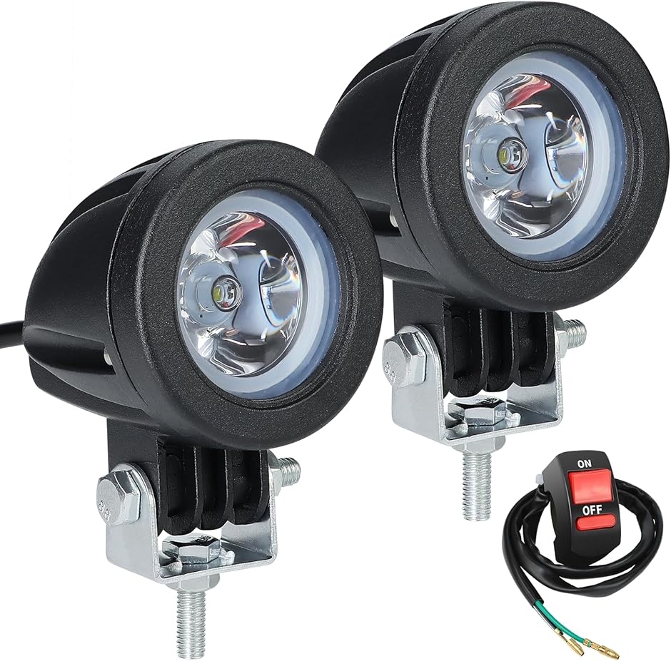 作業灯 小型フォグランプ 10W 12V-24V 取り付けステー付 2個セット 2個 LED作業灯 12V 24V 小型 汎用 スポット ライト セット バイク CREE