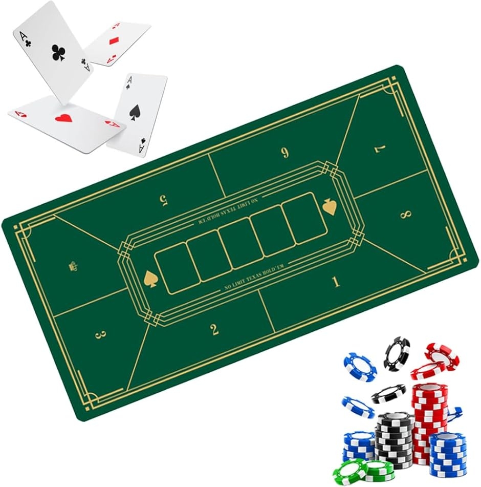 ポーカーマット ゲームプレイマット カジノ トランプ カードゲーム 滑り止め付き (グリーン, 40x80cm)