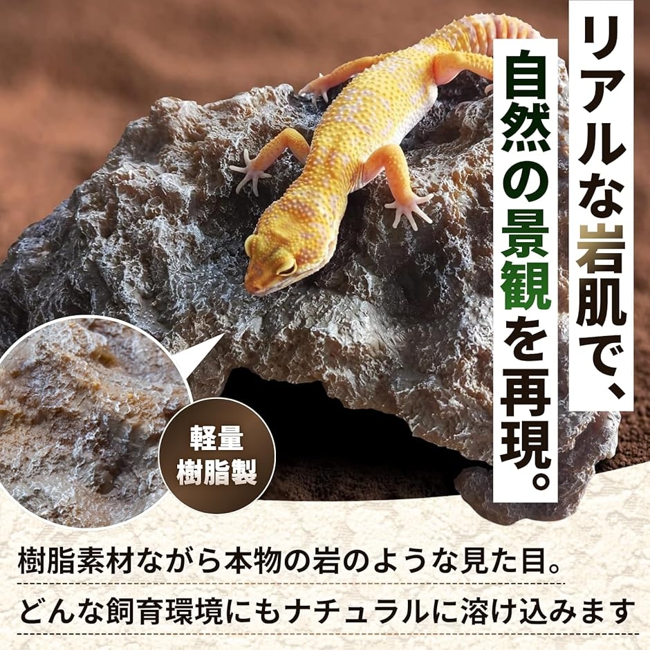 爬虫類 シェルター 隠れ家 亀 トカゲ ロックシェルター 両生類 (14x6