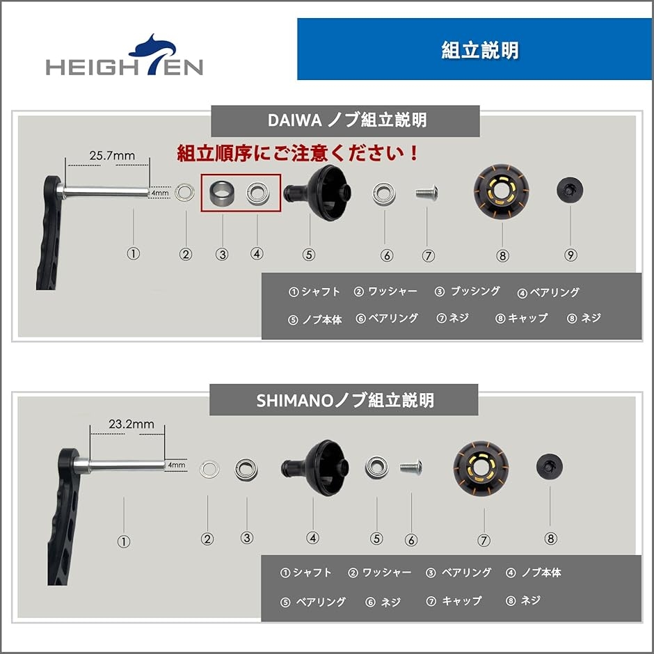 38mm リール ハンドル ノブ シマノ ダイワ 通用 Shimano Type MDM