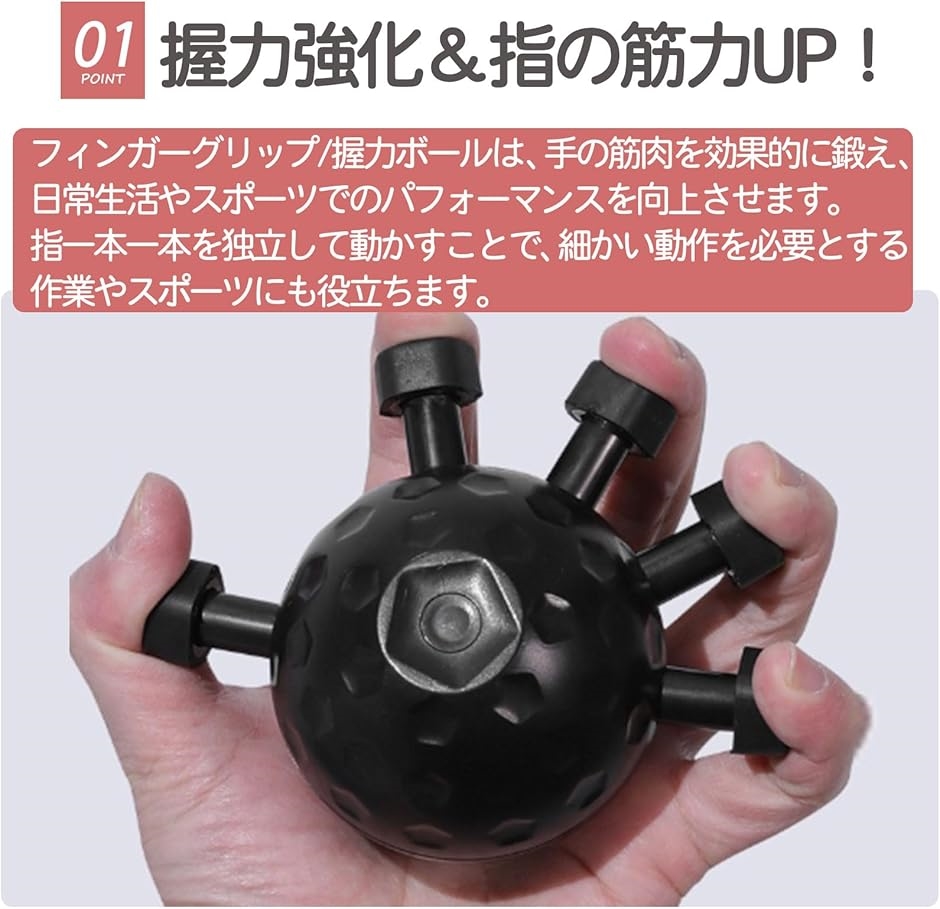 フィンガーグリップ ボール型 握力 指 トレーニング 黒(ブラック